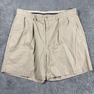Vintage Polo Ralph Lauren Mens 36 Tan Khaki Double Pleated Chino Shorts
